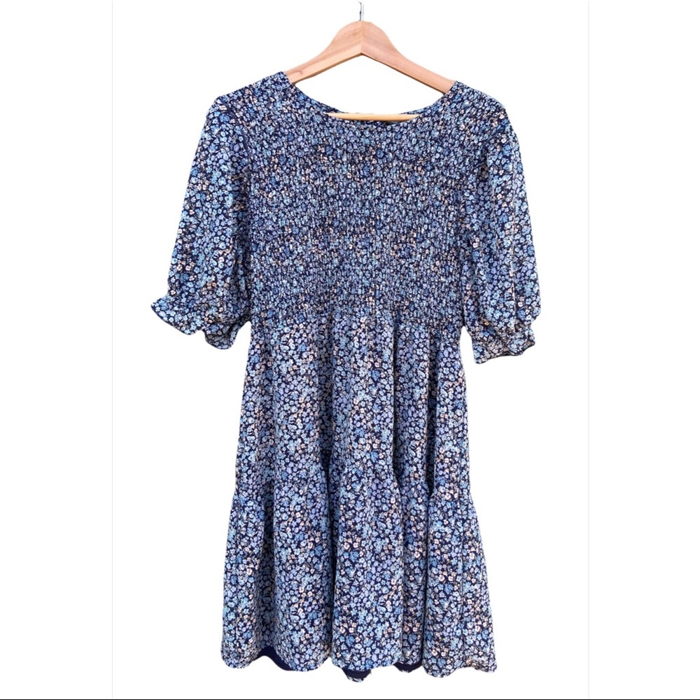 🦋Wild Fable Blue Ditsy Floral Puff Sleeve Smocked Babydoll Nap Dress🦋